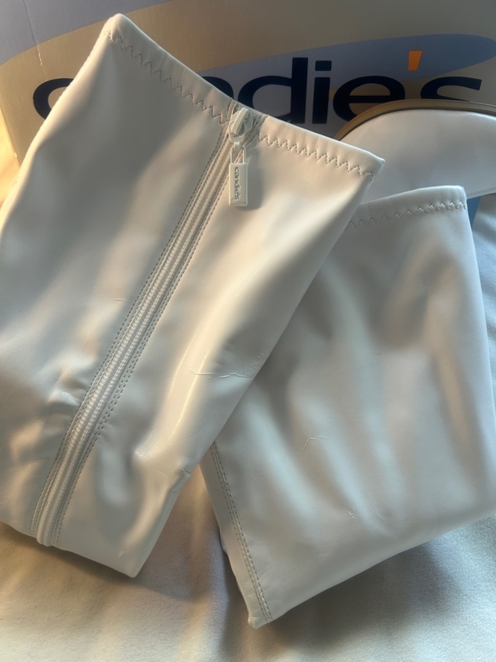 Candie's White Chunky Heel Mid-Calf Boots - Picture 7 of 12